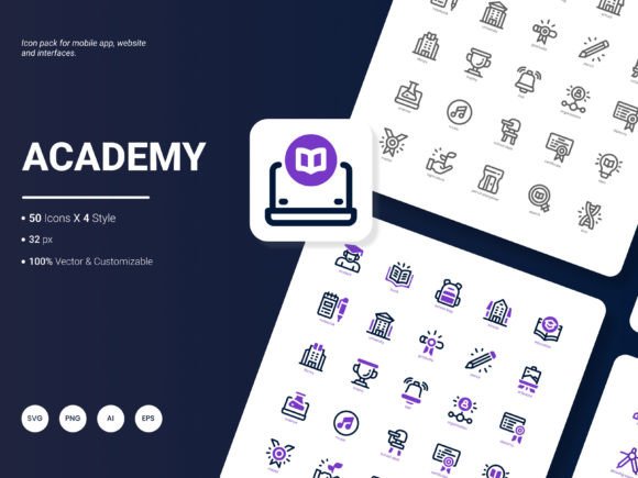 Academy Icon Pack: Modern Graphics for Editorial Icons
