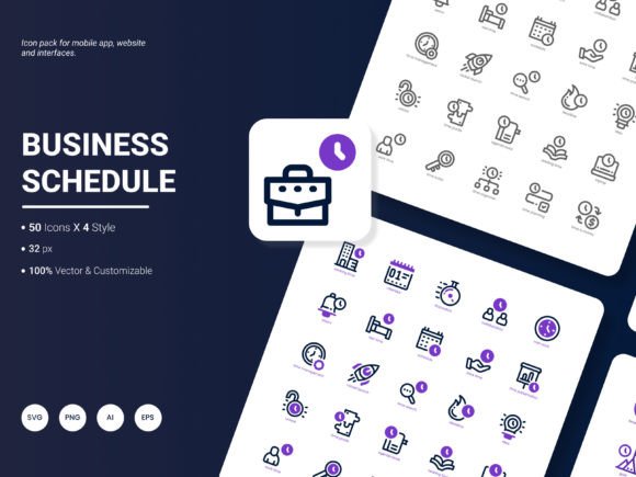 Business Schedule Icon Pack: Modern Graphics and Icons