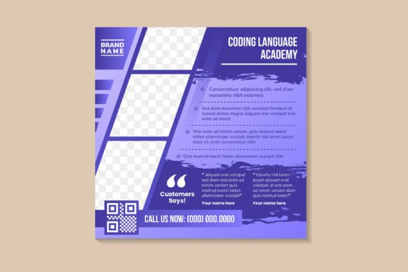 Coding Language Square Banner: Graphics for Social Media Templates