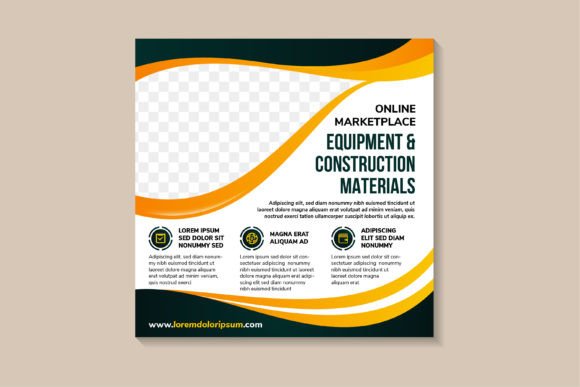 Equipment Construction Square Banner: Graphics & Social Media Templates