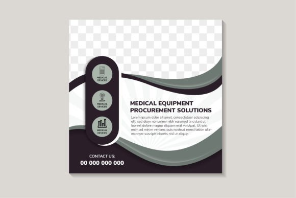 Medical Equipment Square Banner: Graphics for Social Media Templates