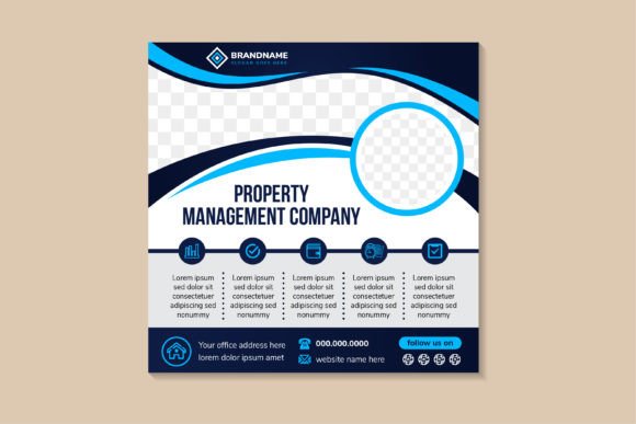 Property Management Square Banner: Graphics & Social Media Templates