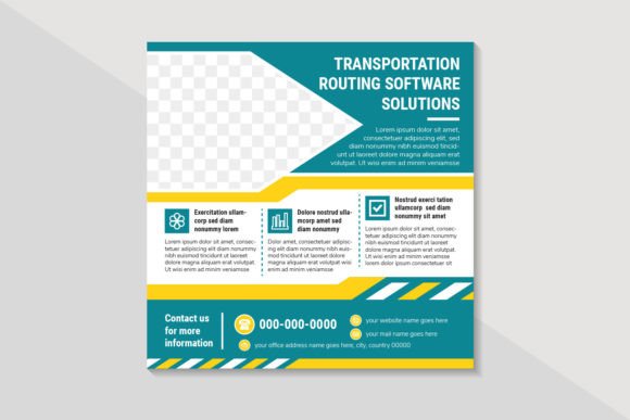 Transportation Routing Square Banner: Graphics for Social Media Templates